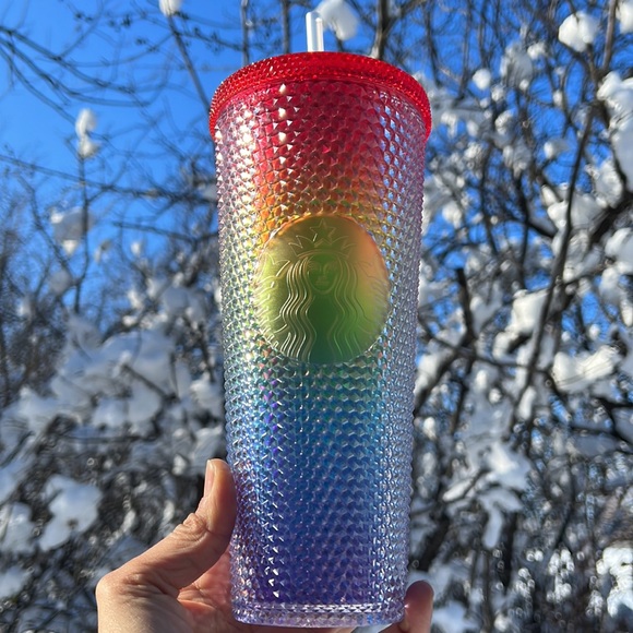 China Starbucks 2021 Valentine's Day Edition Rainbow studded straw cup - Picture 3 of 3